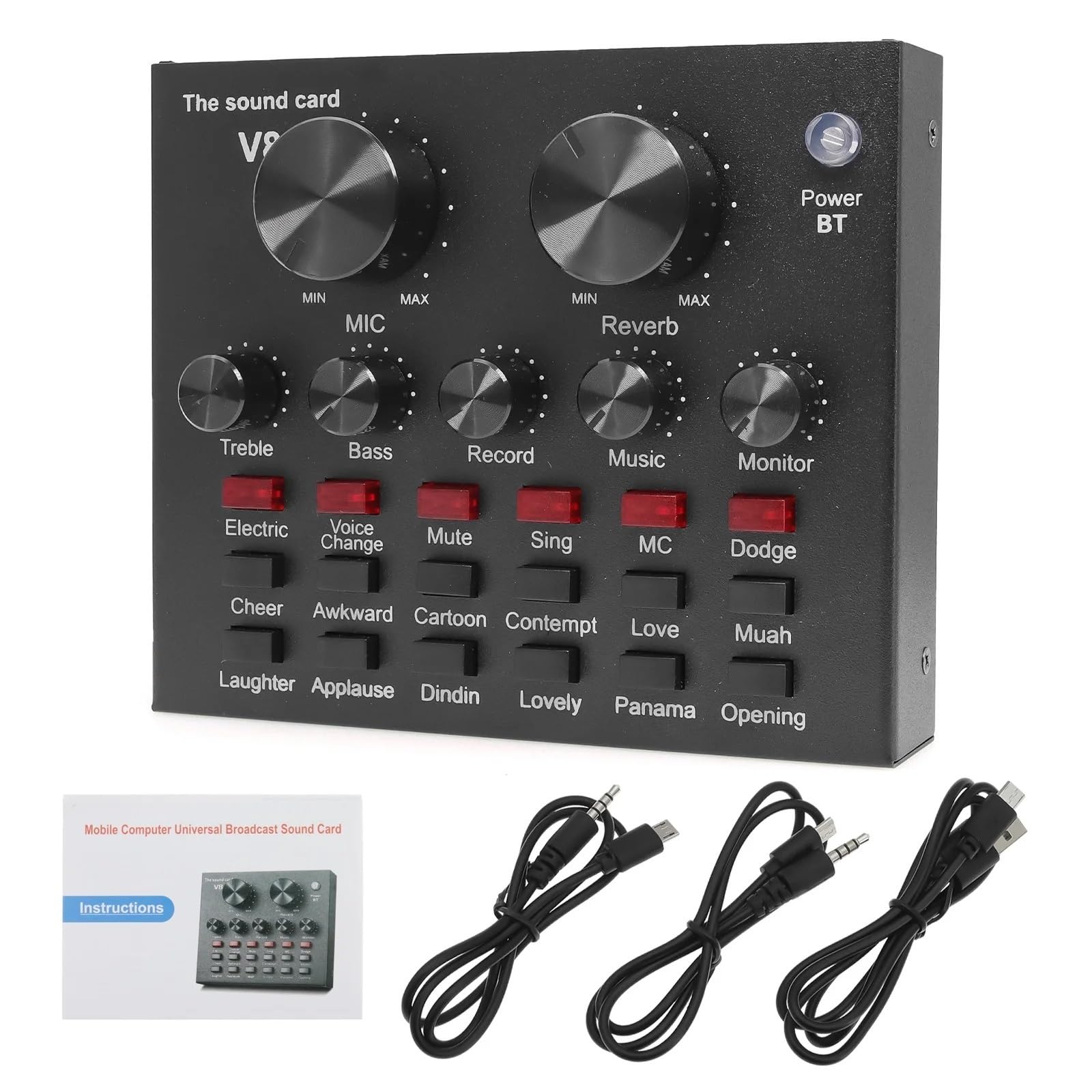 Mixer audio HD V8 Scheda esterna USB Cuffie Microfono Trasmissione live personale Webcast for telefono cellulare Computer PC Dj per DJ professionisti(V8S)