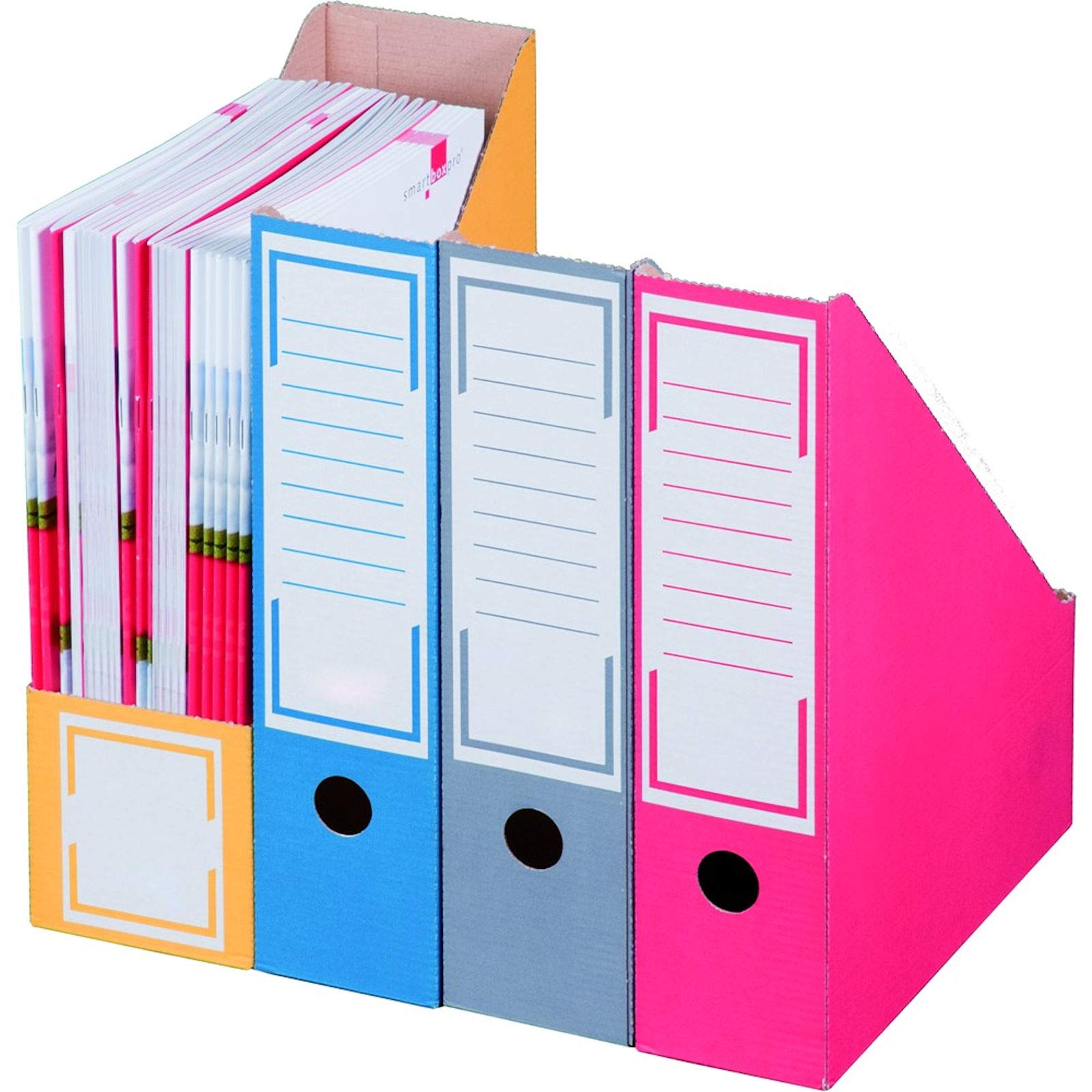 KK Verpackungen Stehsammler Wellpappe 100mm Rückenbreite | 2240 Stück, A4 Überformat 262x100x320mm | Stehordner mit Griffloch & Beschriftungsfeld | Zeitschriftensammler Rot | Archivsammler