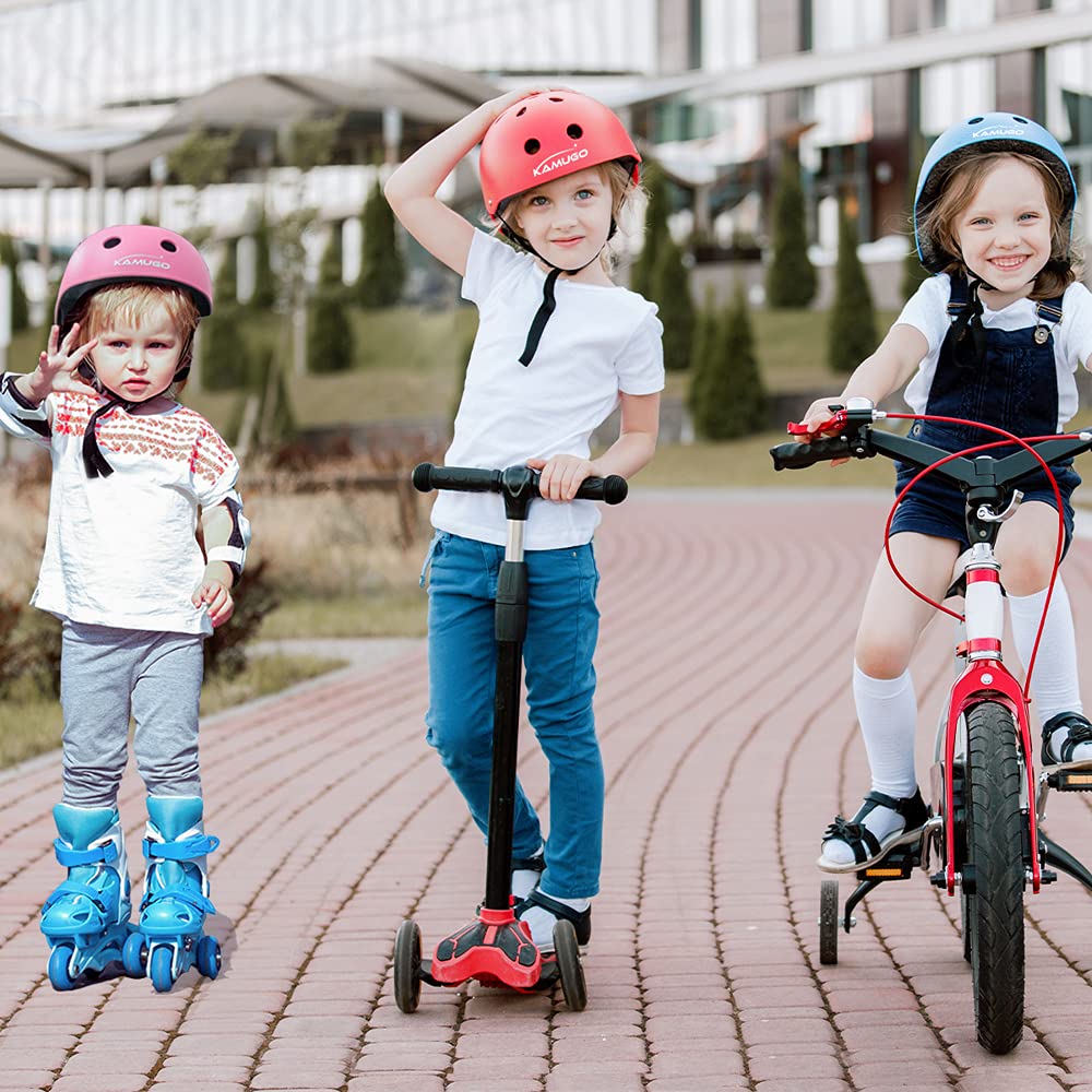 KAMUGO Casque vélo enfant 2-8 ans avec protection genoux coudes poignets skateboard vélo scooter patins