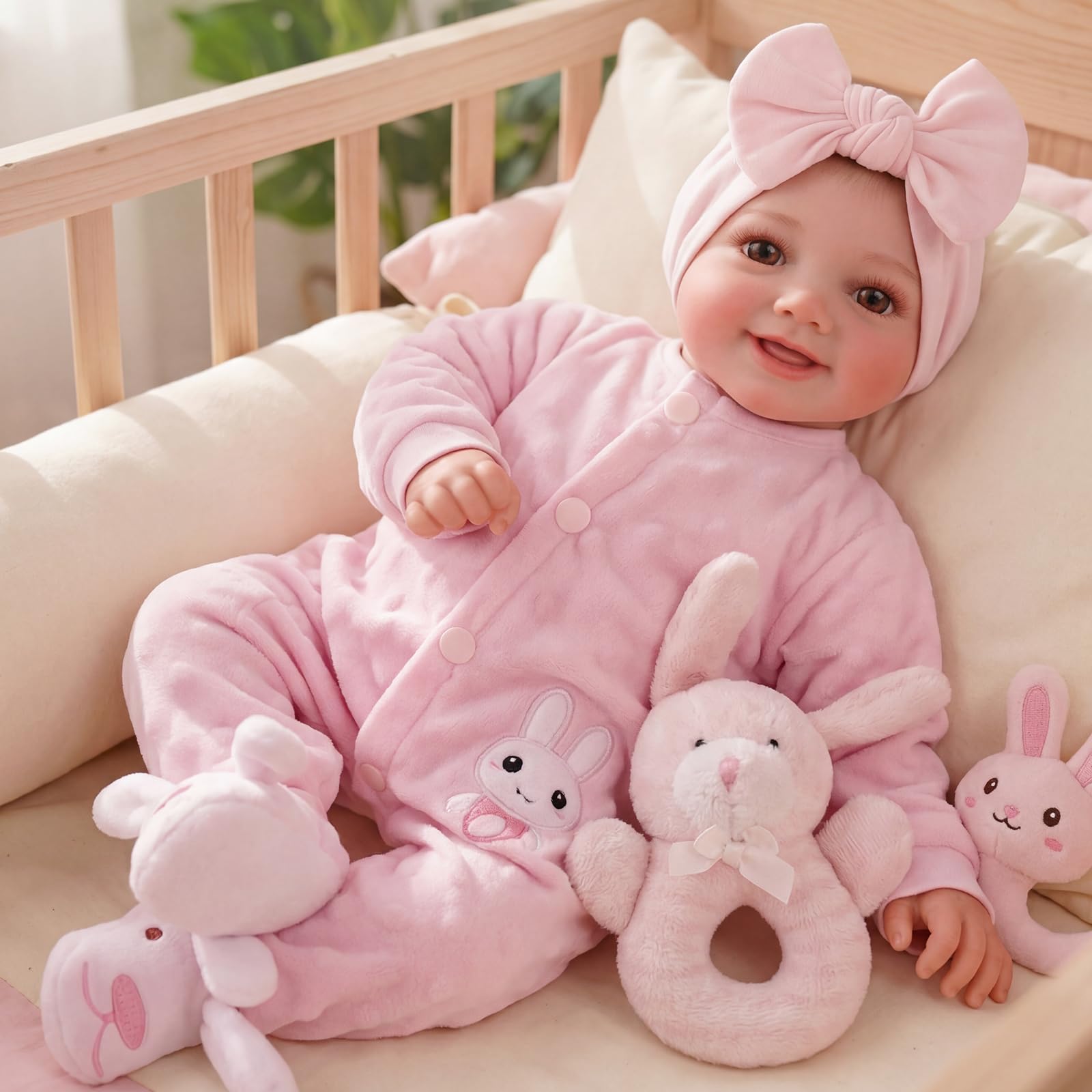 BABESIDE Rinato Bambino Bambole Sunny 17 Pollici Realistica Bambola Neonata Reborn-Baby Doll Corpo Morbido Tessuto Reincarnate Babies Reale Aprire Gli Occhi