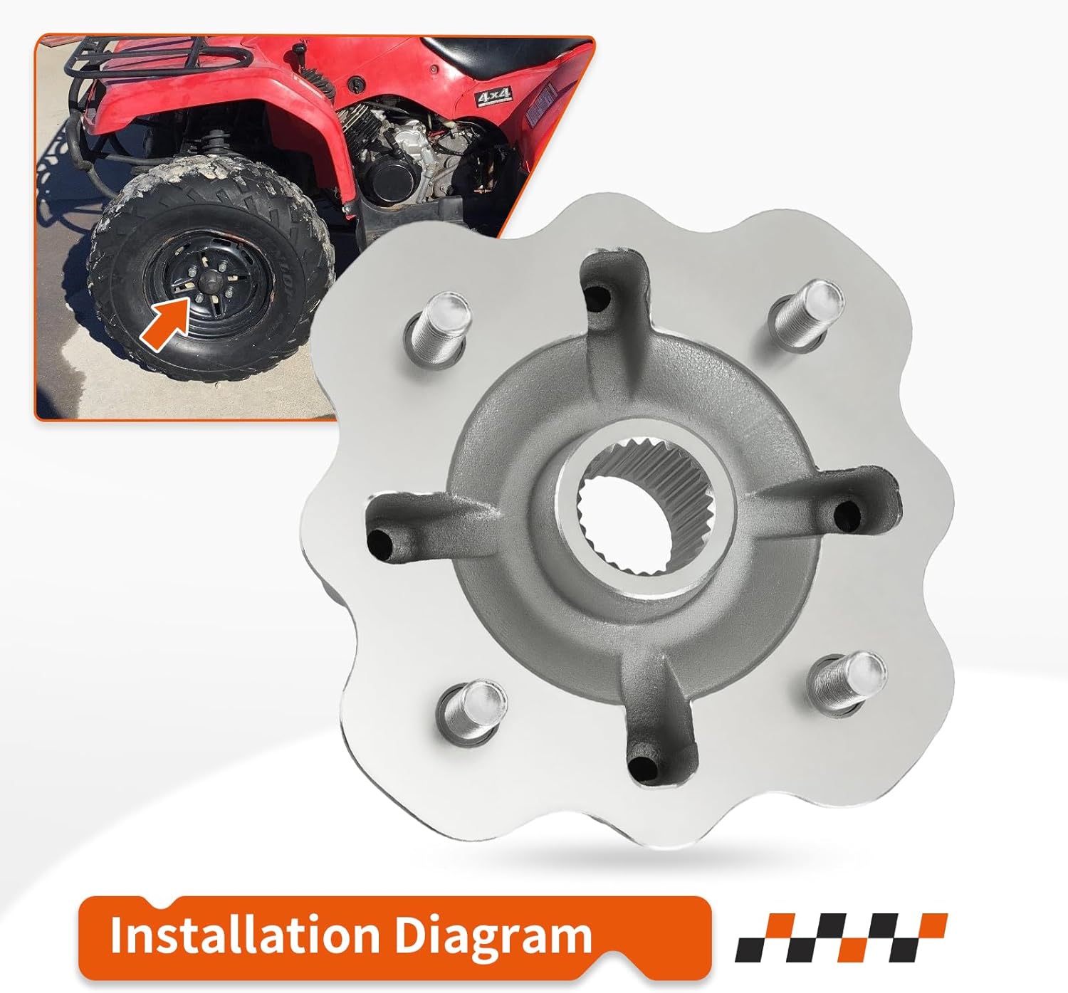Front Left/Right Hub for Yamaha Kodiak Bruin Wolverine Grizzly Big Bear 350 400 450 YFM350 YFM400 YFM450 2003-2014 5ND-F5111-21-00