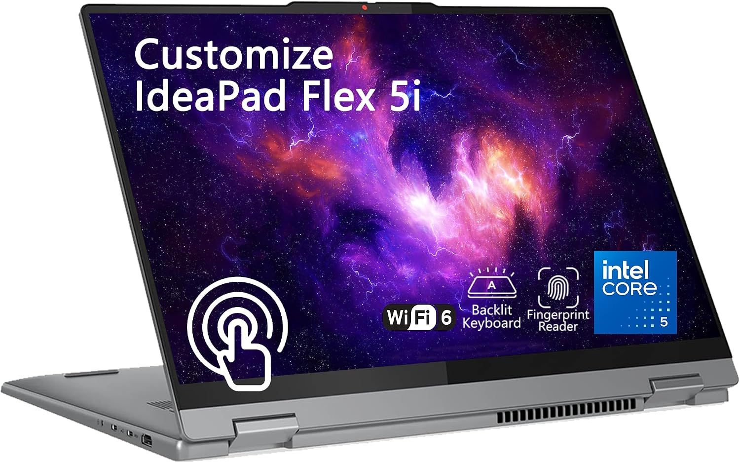 Delca Customized Laptop Made with Lenovo IdeaPad Flex 5i 2-in-1 Laptop | 16" WUXGA IPS Touchscreen | Intel 10-core Core 5 120U | 16GB DDR5 512GB/1TB/2TB/4TB SSD | Backlit Fingerprint Win 11
