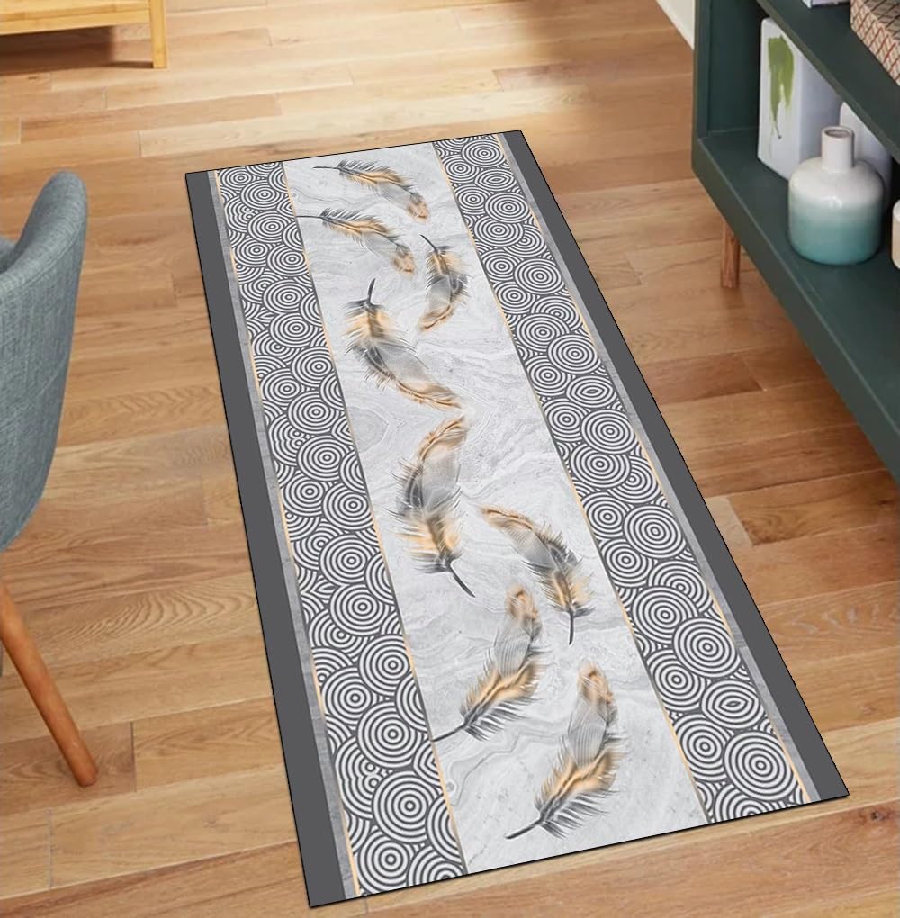 Alfombra antideslizante lavable de 60 x 280 cm con diseño de hojas