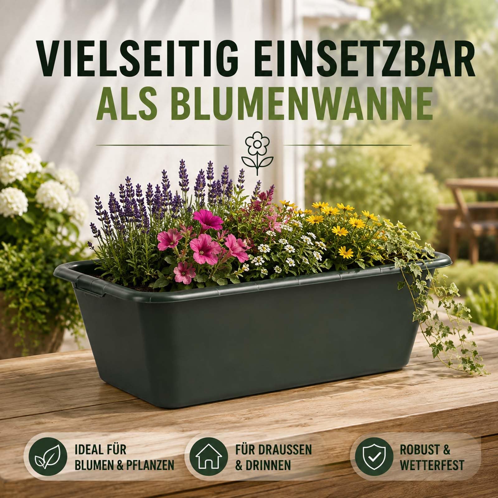 BURI Wildwanne 65 Liter 5er Set XL Futterwanne Grün Lebensmittelecht Robust | BURI, lebensmittelecht, Wasserbottich, Wildwanne, Pferdetränke, Jagdwanne, robuster Kunststoff, Stallbedarf, langlebig