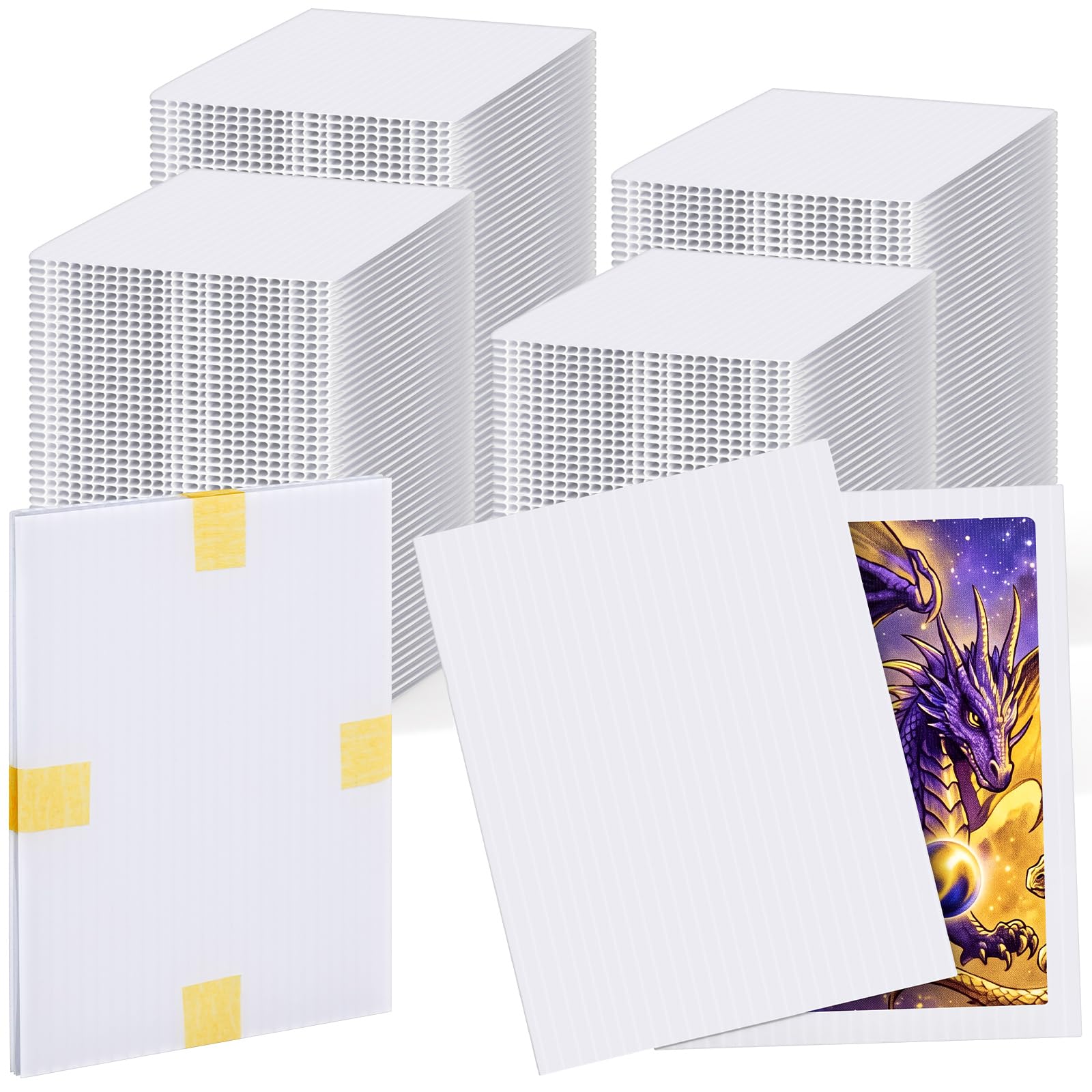 Fuutreo 300 Pcs Trading Card Shipping Protectors 3.5'' x 4.5'' Graded Card Sleeves Supplies for Mailing, Precut Plastic Inserts Mailer for Baseball Game Sports Packaging and Storage
