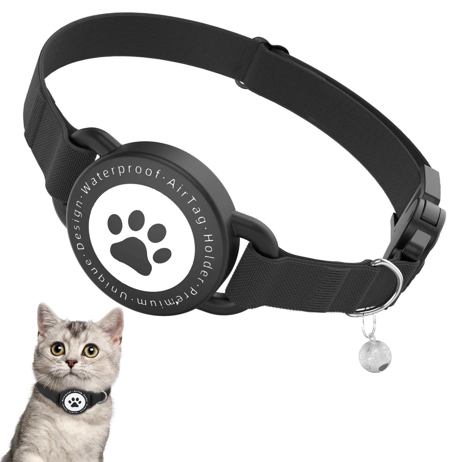 NozlaID Airtag Cat Collar, Breakaway Cat Collar with AirTag Holder