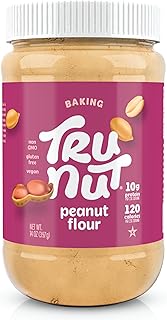 Tru-Nut Peanut Flour - Gluten Free Flour For Baking, Good Source of Plant Protein - Low Carb, Non-GMO, Vegan, Keto Peanut Flour | Sugar Free Peanut Butter Powder | 18 Servings | 14oz Jar
