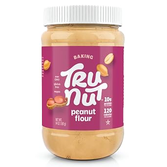 Tru-Nut Peanut Flour - Gluten Free Flour For Baking, Good Source of Plant Protein - Low Carb, Non-GMO, Vegan, Keto Peanut Flour | Sugar Free Peanut Butter Powder | 18 Servings | 14oz Jar
