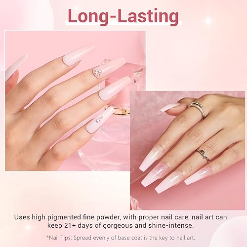 Vista 2 de AZUREBEAUTY Kit de uñas en polvo de inmersión, 4 colores de tonos de purpurina rosa nude, juego de inicio para uñas francesas y todas las A-Nude