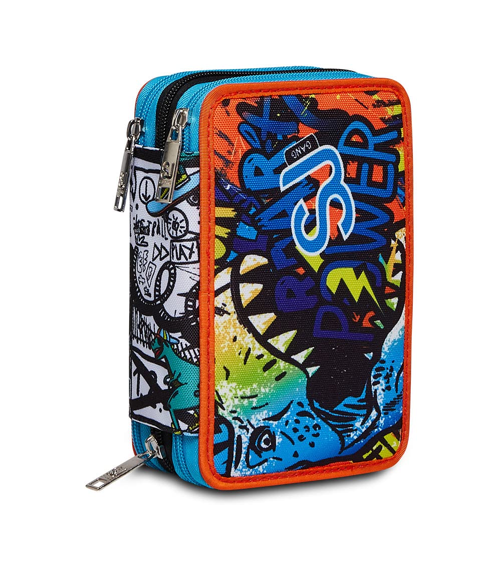 SJ Federmäppchen, Mäppchen, mehrfarbig, Federtasche für Schreibwaren, Etui mit Stiften, Kugelschreiber, & mehr, 3 Fächer, Mädchen & Jungen, Schule - Grundschule, XXL, blau