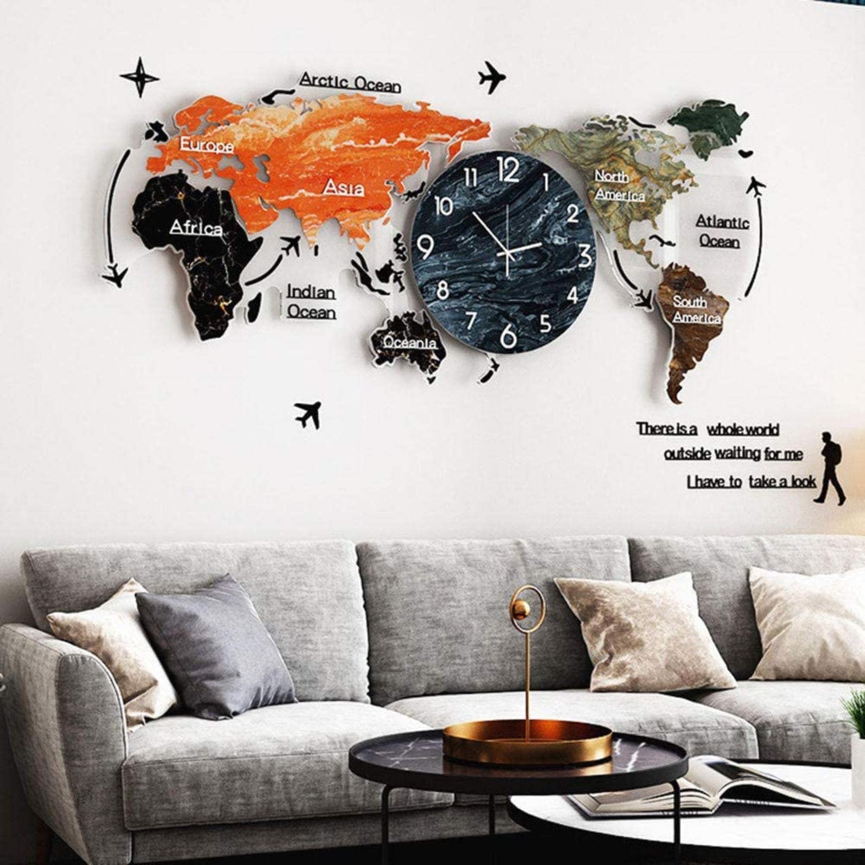 Horloge murale design moderne en acrylique 3D style nordique créatif de salon