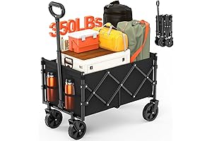 Beach and Garden Utility Wagon with Foldable Design and Heavy Duty Wheels