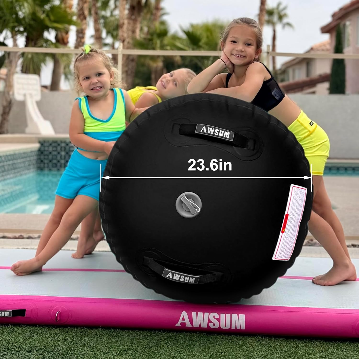 AWSUM Air Roller Gymnastics Barrel Inflatable Tumbling Mat Back Handspring Trainer for Octagon Mat Gym Home Gymnastics Equipment 1PCS，No Electric Pump