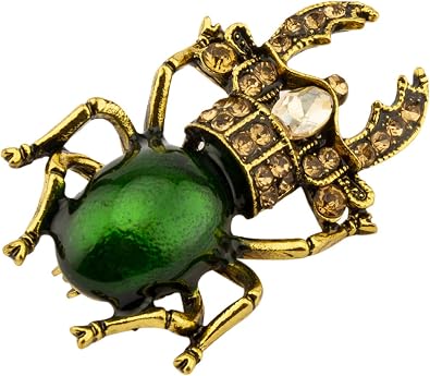 Knighthood Vintage Golden and Green Bee with Stone Detailing Lapel Pin/Brooch