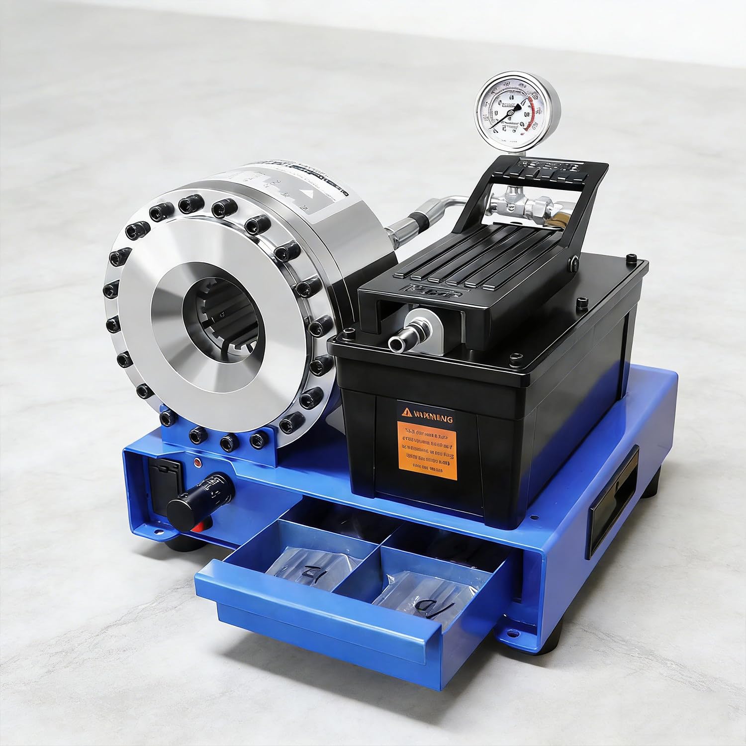 Kit de crimpadora hidráulica eléctrica de alta presión con 8 troqueles, máquina de crimpado portátil para tuberías hidráulicas, líneas de combustible, líneas de CA, apertura de mandíbula de 55 mm