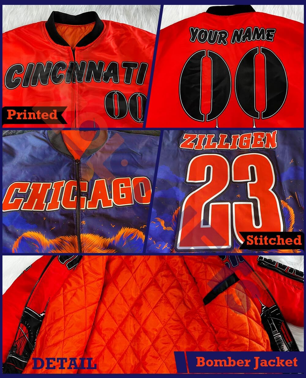 Custom Bomber Jacket City State Stadium Color Gold Blue Personalized Name Number Zip Up Varsity Baseball Jacket For Men Women Casual Sweatshirt Windbreaker Full Zip Casual Coats Letterman Jackets