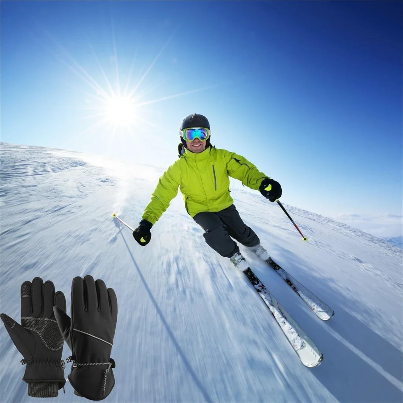 1 Paar Winterhandschuhe, wasserdicht, Winddicht, for Herren und Damen – warme Handschuhe for kaltes Wetter, Fahren, Radfahren, Laufen, Klettern(Blue)