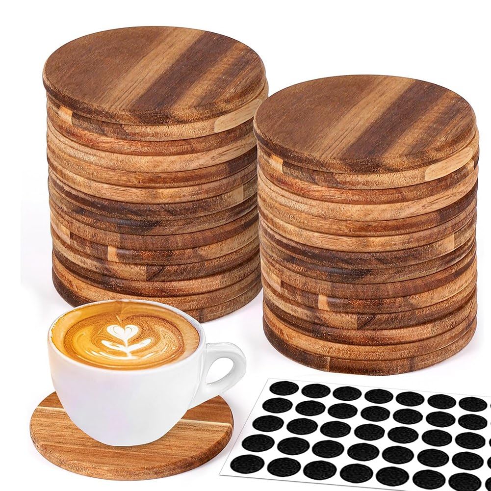 Coasters ronds en bois naturel de 4 pouces pour artisanat et DIY créatif