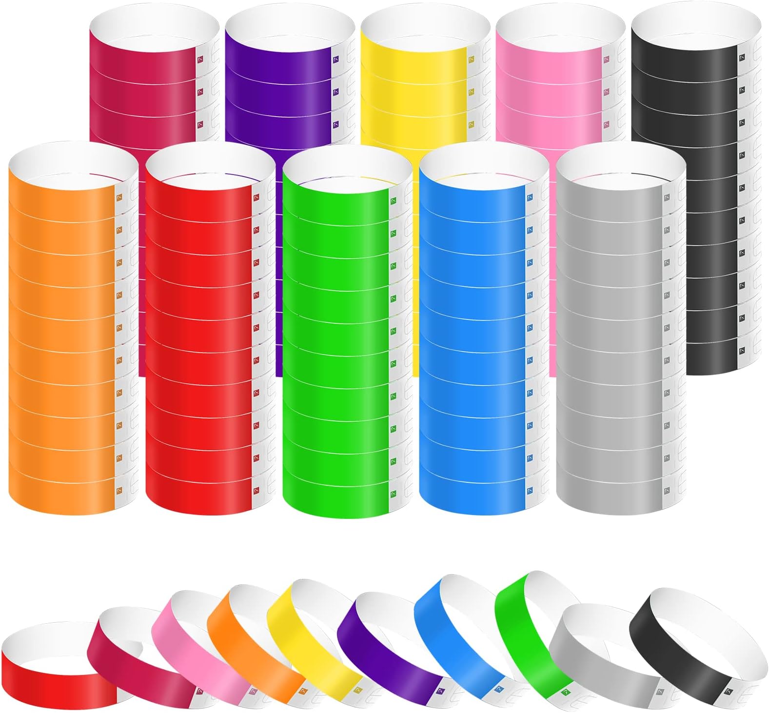 KINBOM 1100pcs Wristbands for Events, Wrist Bands Colors Waterproof Paper Bracelets Wristbands VIP Armbands for Events Party Music Festivals Concert Exhibitions(10 Colors)
