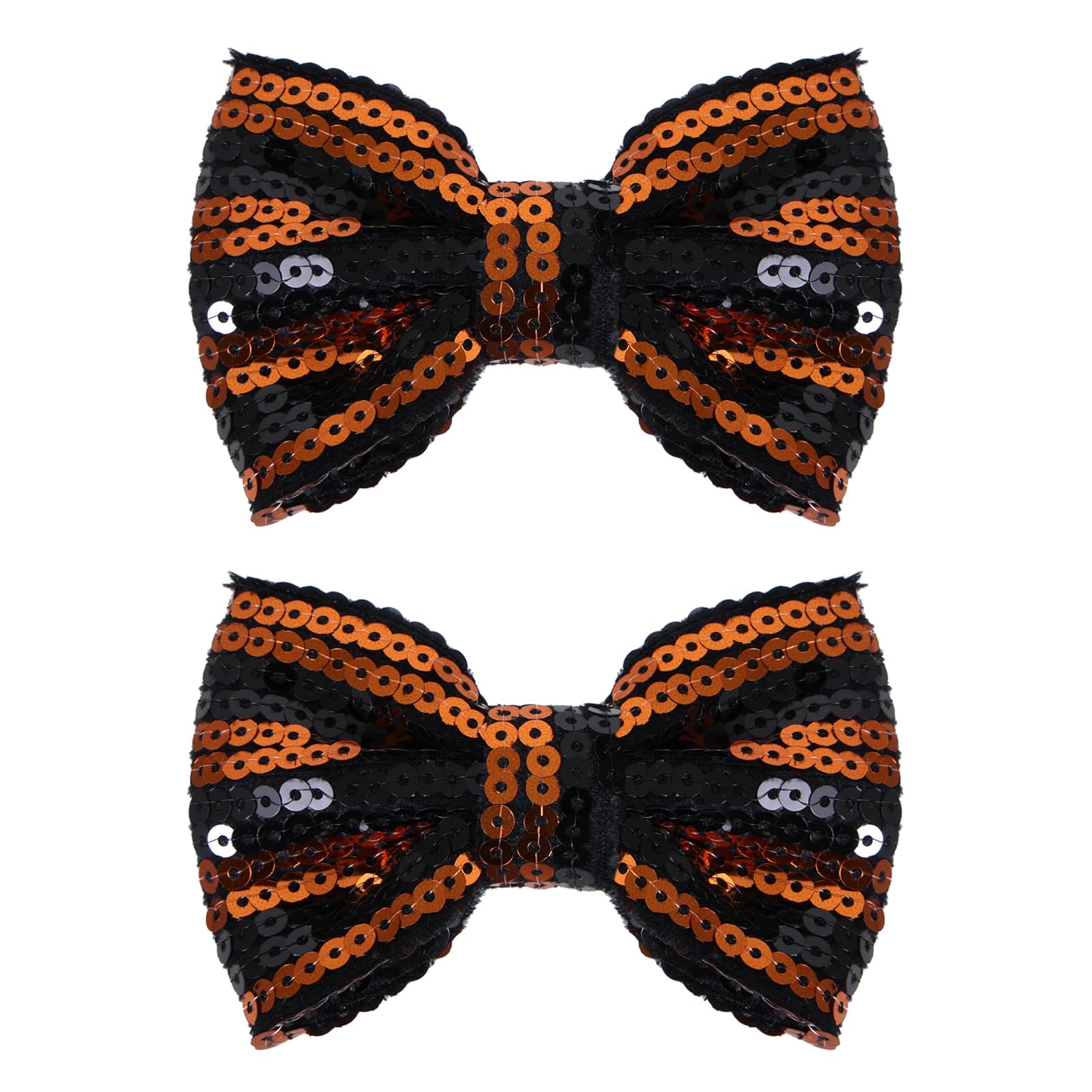 4" Halloween Glitter Orange Black Sequins Hair Bow Clips Alligator Hairpins for Toddler Teen Girls Women Cosplay Party Costume Decoration Accessory
