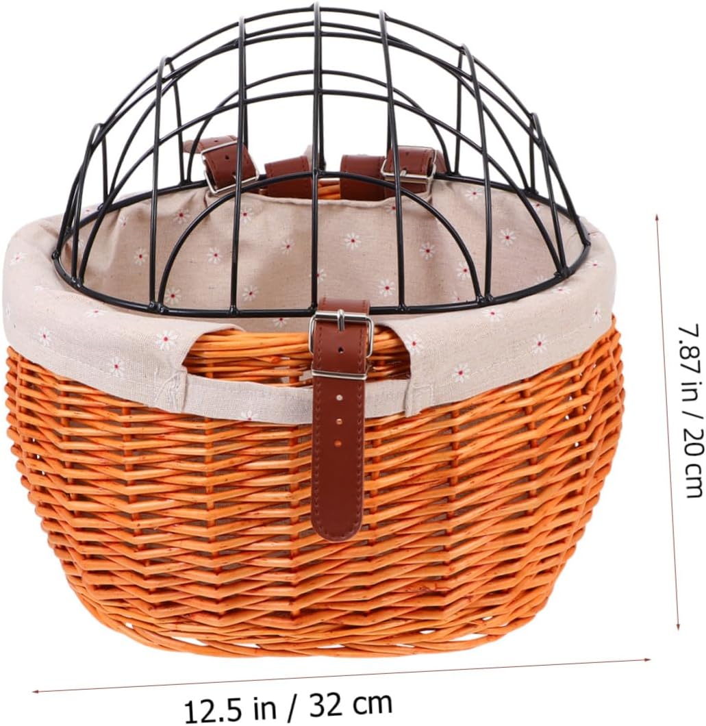 Balacoo Wicker Bike Basket for Pets Removable Front Carrier for Dogs and Cats Sturdy Woven Design for Shopping and Outdoor Adventures Random Color