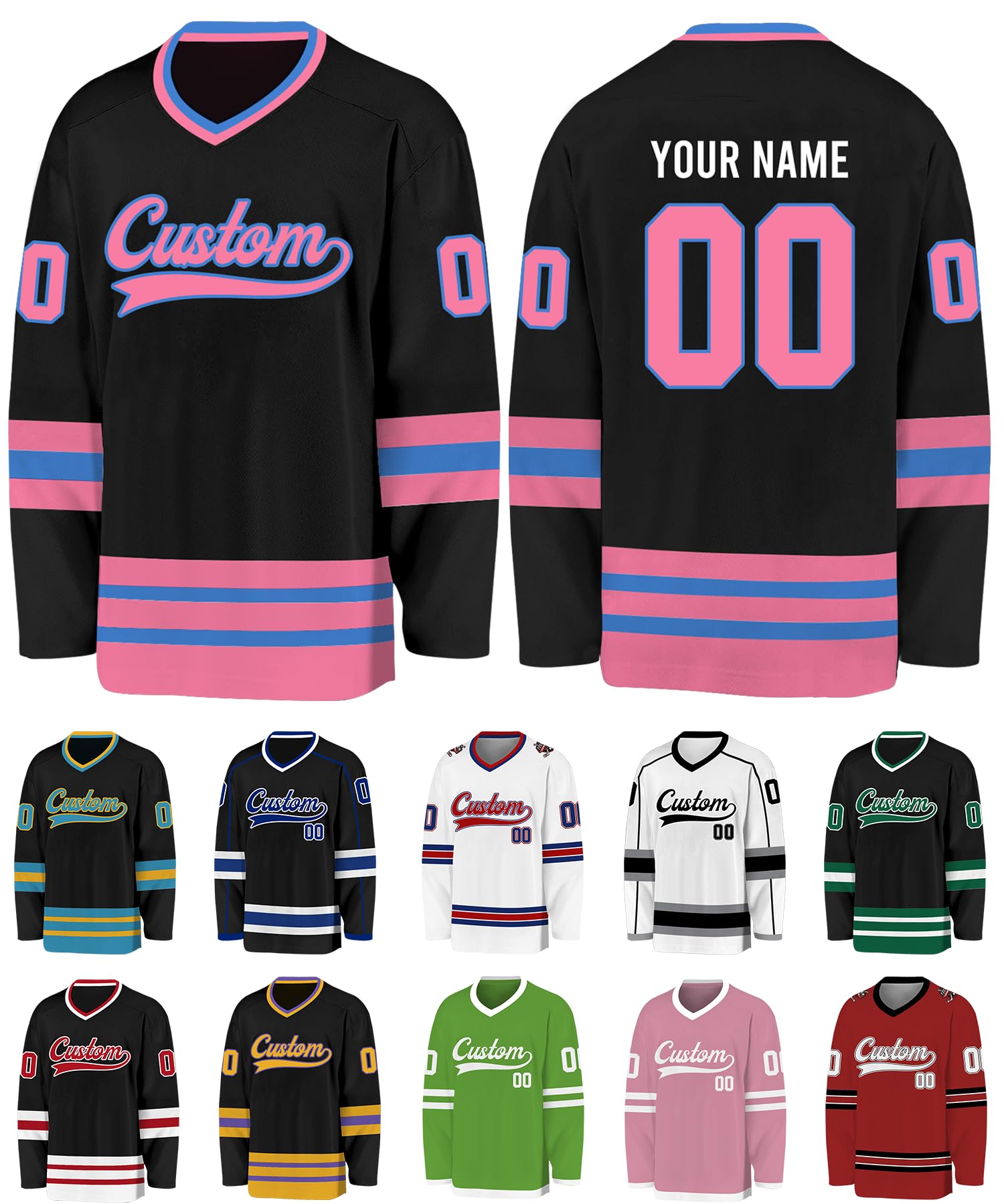Custom Hockey Jersey Personalized Logo Name Number Hockey Shirts Retro Jerseys Gift for Beer League Team Men Women,S-3XL