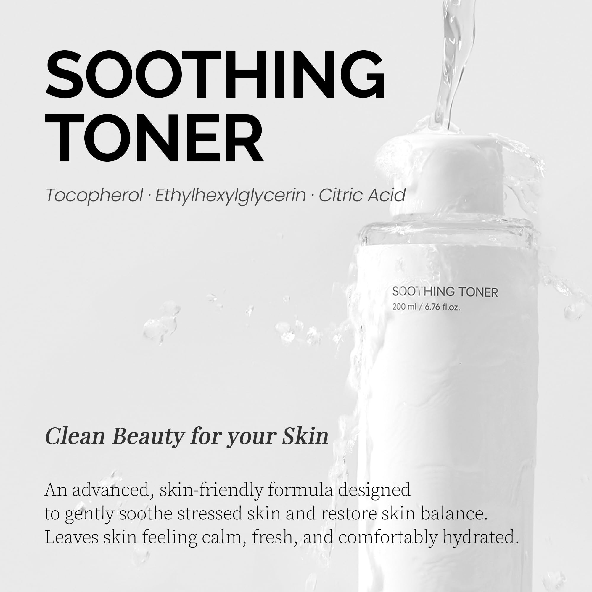 Beruhigendes Toner mit sanftem AHA, feuchtigkeitsspendendes koreanisches Hautpflege-Toner für empfindliche Haut, mildes tägliches Gesichtswasser, leichte K-Beauty Hautpflege, saubere