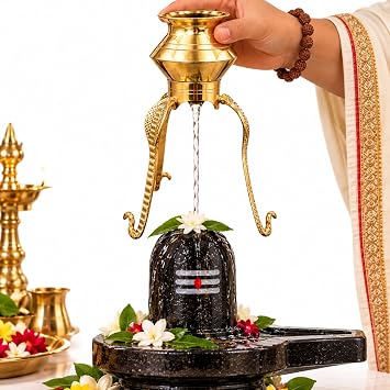 Brass Jal Abhishek Stand for Shivling, Jaleri, 8 Inch