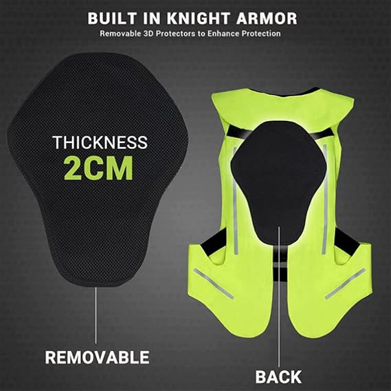 Motorcycle Jacket,Rider Airbag Vest Anti-Fall Airbag Vest Formotorcyclists for Men and Women Airbag Vest with Reflective Stripes,Black-S