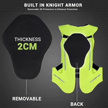 Motorcycle Jacket,Rider Airbag Vest Anti-Fall Airbag Vest Formotorcyclists for Men and Women Airbag Vest with Reflective Stripes,Black-S