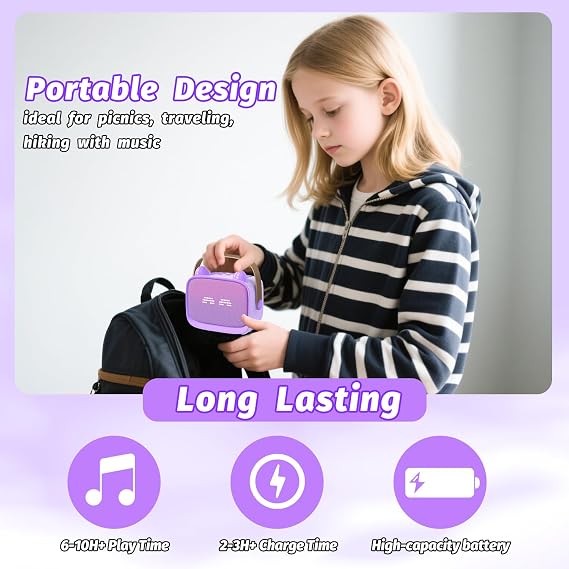 Mini Karaoke Machine Toys Gifts, Kids Portable MP3 Player with 2 Wireless Microphone and LED, Christmas Birthday Gifts for Girls Boys - Kids' Wind & Brass Instruments