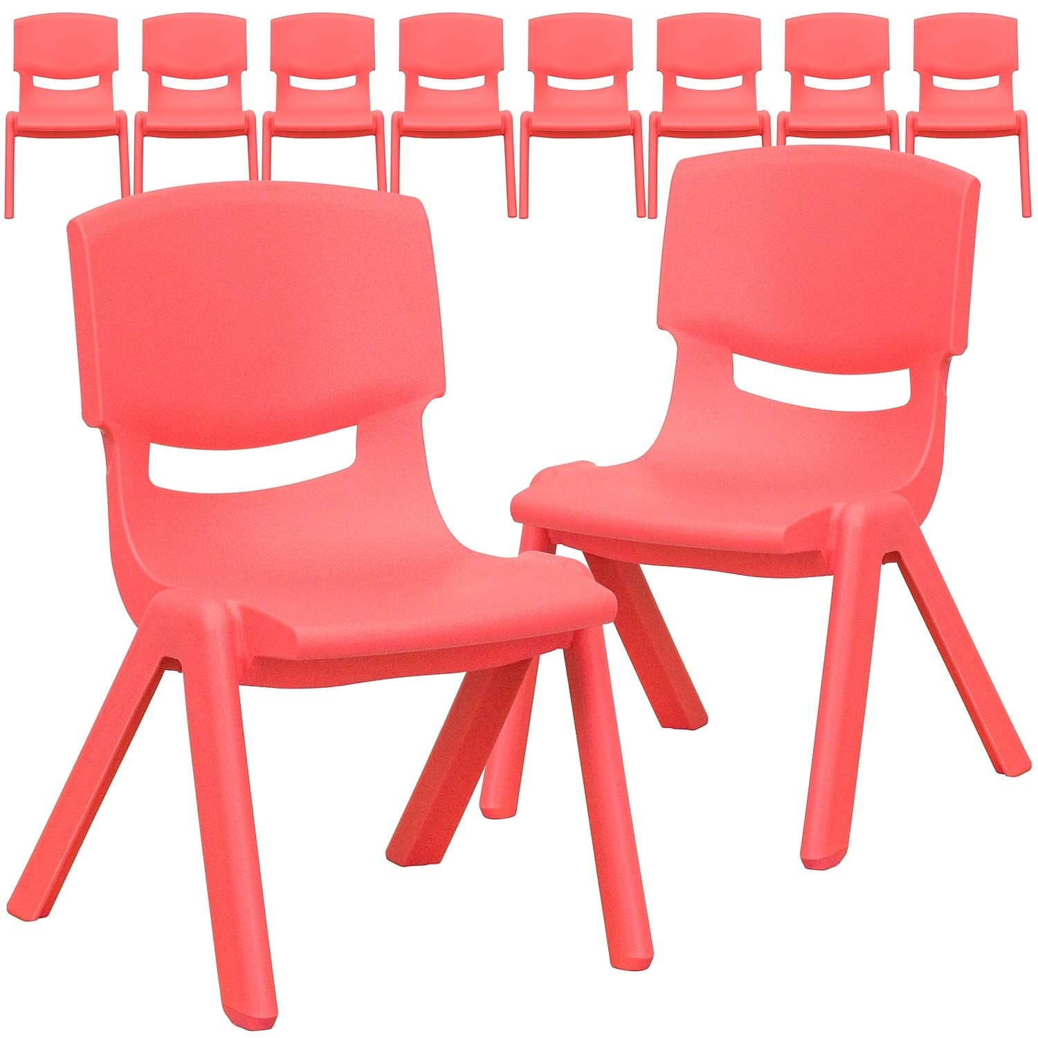 Flash Furniture 10.5 in Plastic Stackable School Chair, Red, 10-Pack