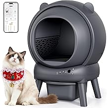 Automatic Litter Box, Self Cleaning Litter Box with App Control, Large Capacity for Multiple Cats, Noise &amp; Odor Control, Dual Safety Sensors, Easy Maintenance with 2 Roll Garbage Bags, Gray