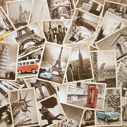 Mangdunt 64 Pcs Vintage Retro Old Travel Postcards for Worth