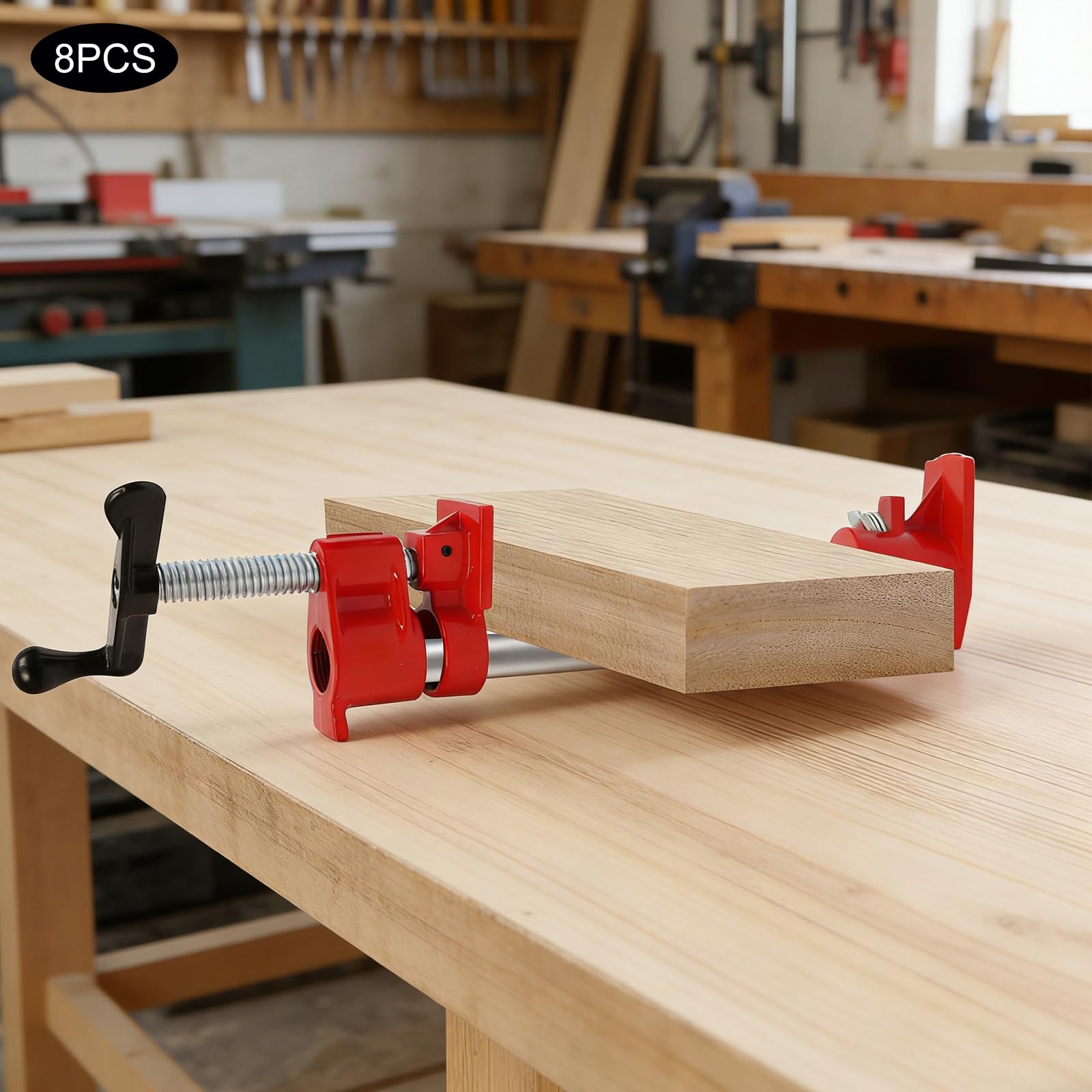 Rohrschraubzwinge 3/4 Zoll 8 Stück Holzbearbeitung Klemme, Rohrzwingen Schnellspanner für Rohr und Schlauch, Ideal für Werkstatt und DIY