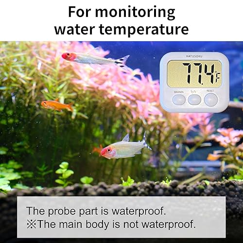 Miniatura 2 de Termómetro digital con sensor externo, imán, ventosa, termómetro de agua, acuario, refrigerador, congelador (blanco)