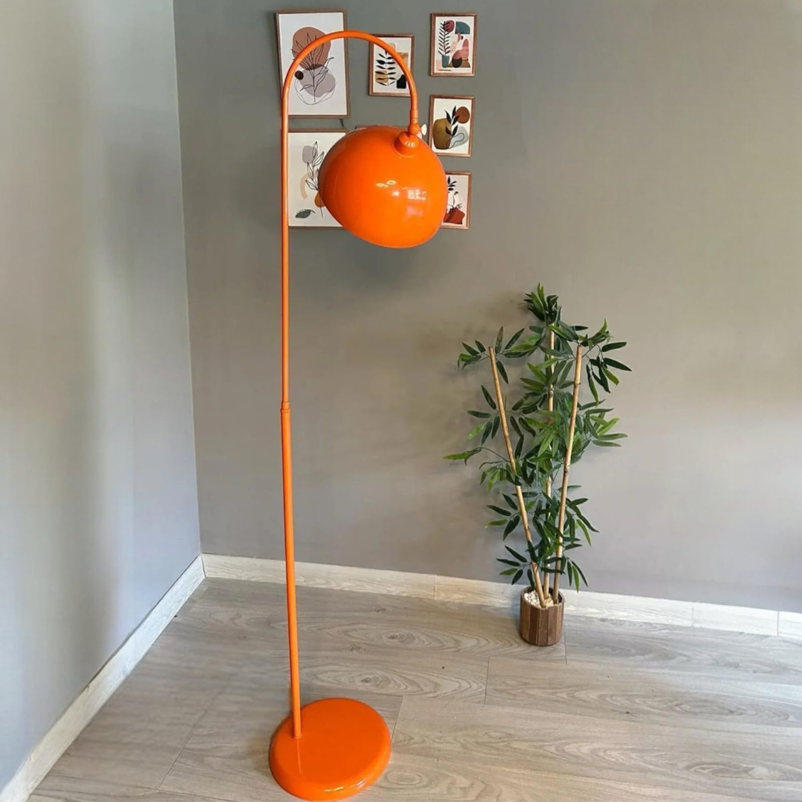 bamyum Gorkiede - de metal, moderna para dormitorio, salón, habitación infantil con casquillo E27, 30 cm de ancho, pantalla ajustable, Lámpara de pie, Naranja