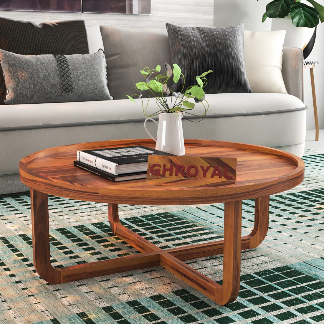 GHROYAL Sheesham Wood Round Center Coffee Table Wooden Teapoy Tea Cocktail Tables Furniture for Home Office Living Room Bedroom Hall (Honey Finish) (B0BQJ8ZWTY) Amazon Price History, Amazon Price Tracker