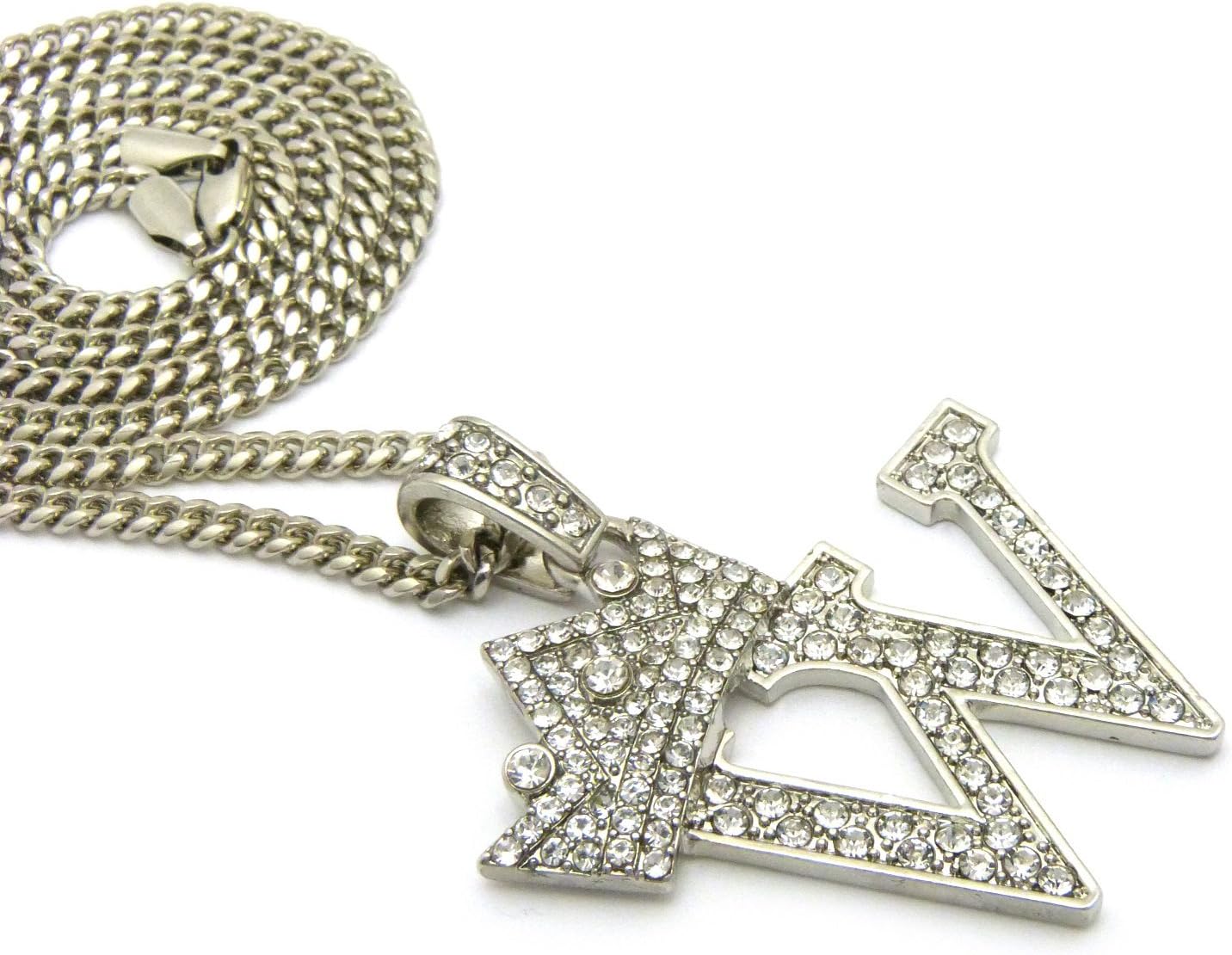 Fashion 21 Iced Out King Crown Alphabet Initial W Pendant 24" Various Chain Necklace in Gold, Silver Tone