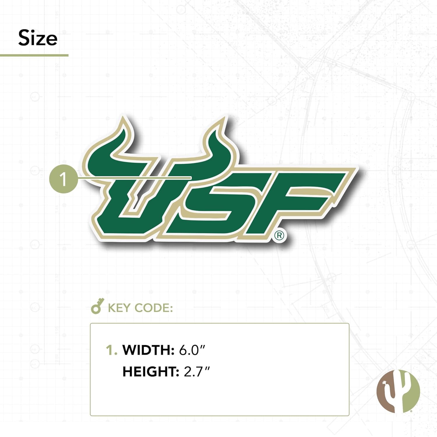Desert Cactus University of South Florida Sticker USF Bulls Vinyl Decal Laptop Water Bottle Car Scrapbook (IND 9) - Image 2