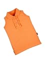 KiddoPanti Girls 100% Cotton Frill Placket Sleeveless Polo Tee, Peach - 8-10Y