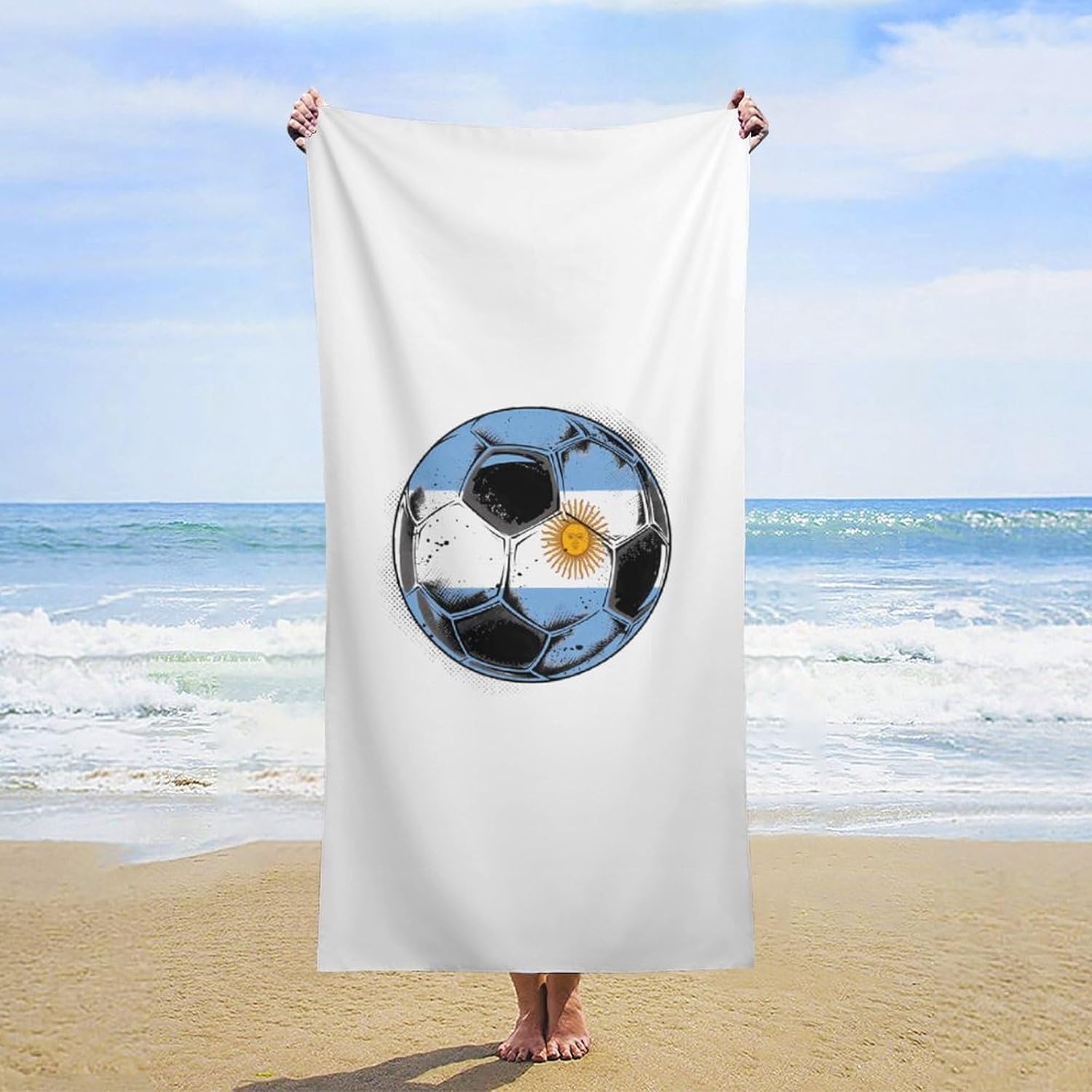 Argentina Flag Football Soccer Sport Bath Towel Beach Towels Quick Dry Oversized Bath Blanket Highly Absorbent Towel for Women Men 160x80cm