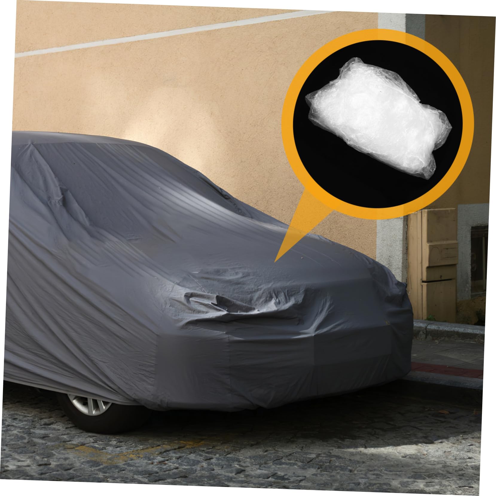 PartyKindom Car Cover Disposable Rainproof Plastic Car Cover Easy Application Pe Film Material Outdoor Indoor Use — view 4