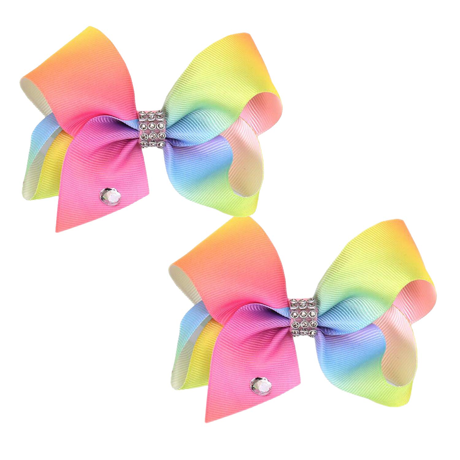 Patiky Baby Girls Clips Rainbow Ribbon Hair Bows Non Slip