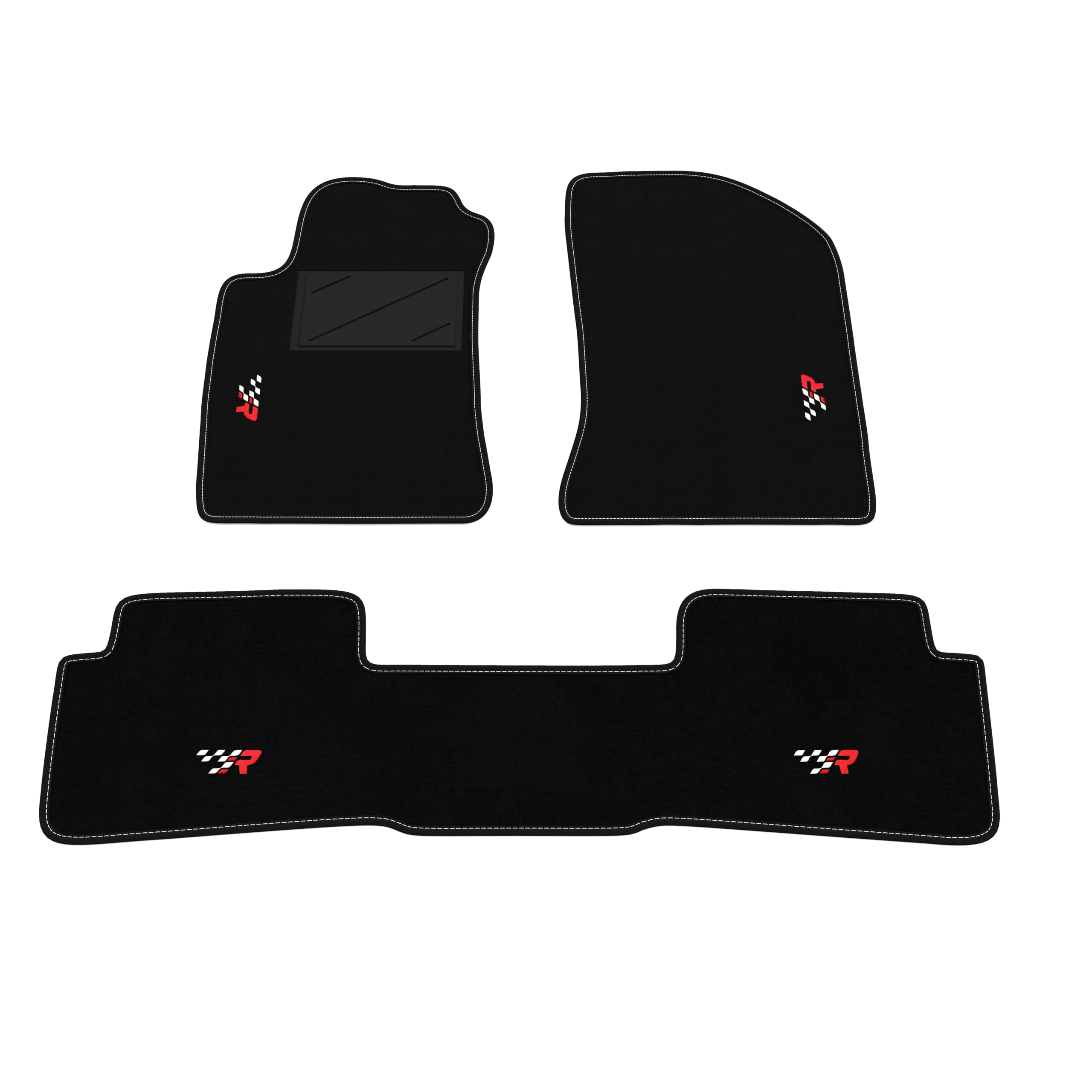 Set de Tapis de Voiture compatibles avec Renault Laguna 2-5 Portes 2001-2008- arrière uni | Tapis sur Mesure en Moquette, Broderie R Racing, sur Mesure