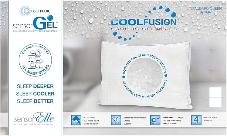 sensorpedic sensor gel cool fusion pillow
