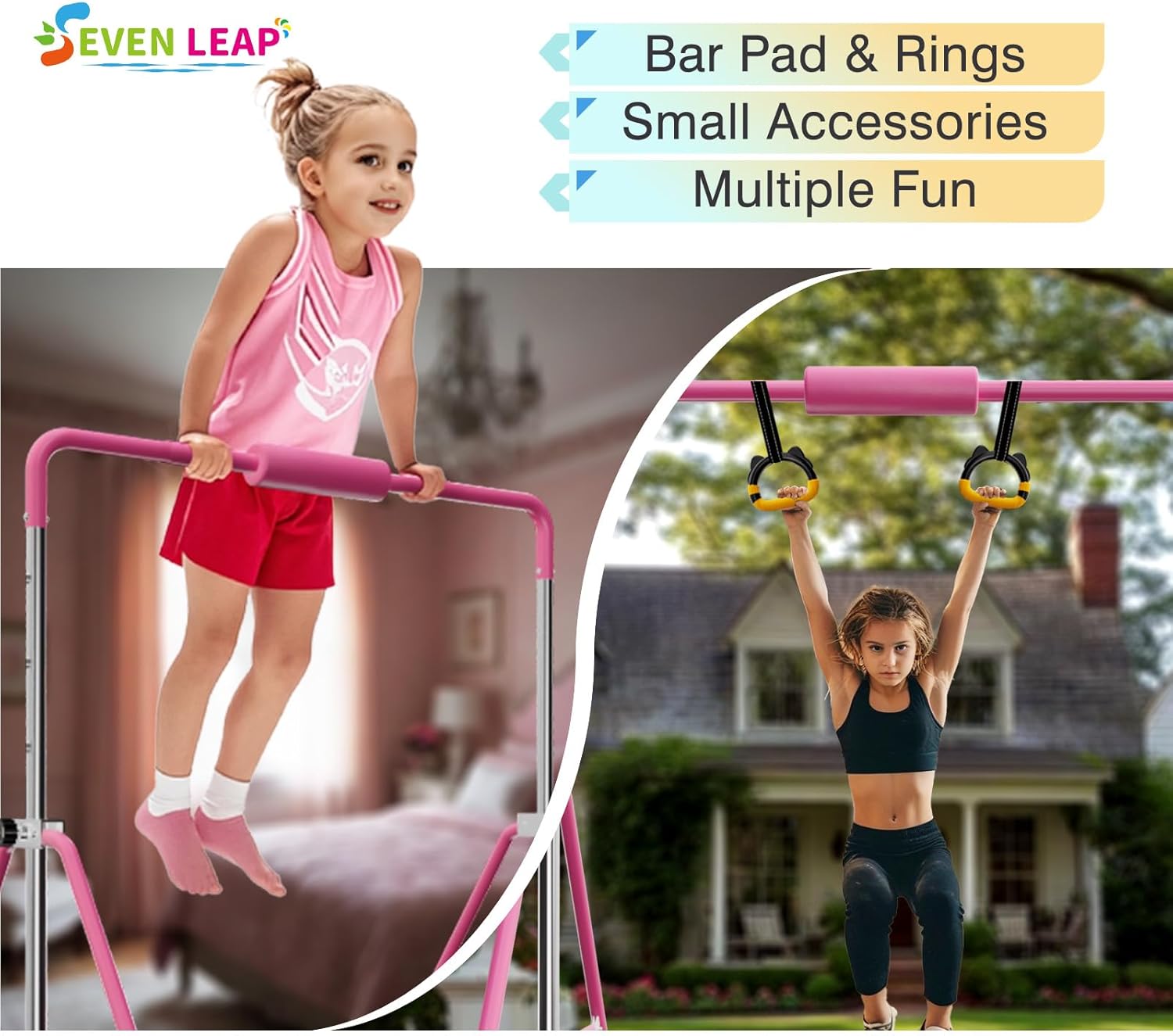 Expandable Bar for Junior Gymnasts - Adjustable and Folding Design，Expandable Horizontal Bars Durable and Sturdy Bars
