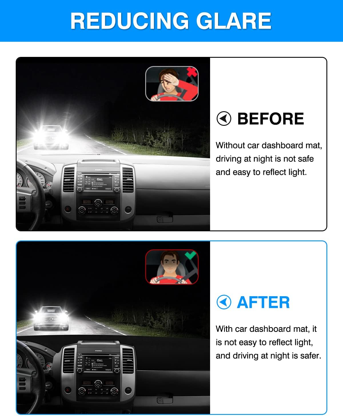 Autorder Dashboard Cover Mat Fit for 2007-2021 Nissan Frontier/2009-2012 Suzuki Equator Accessories Dash Cover Flannel Dash Mat Sunshade Glare UV Rays Protector