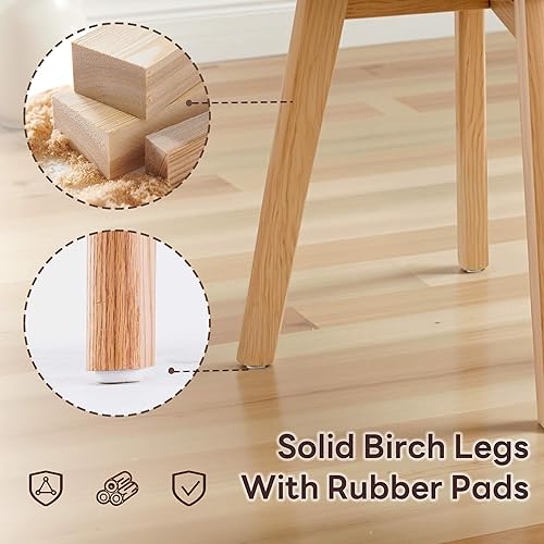Miniatura 8 de ivinta Juego de 2 sillas de comedor, modernas sillas de cocina de piel sintética con patas de madera maciza para comedor, sala de estar, cocina 9122