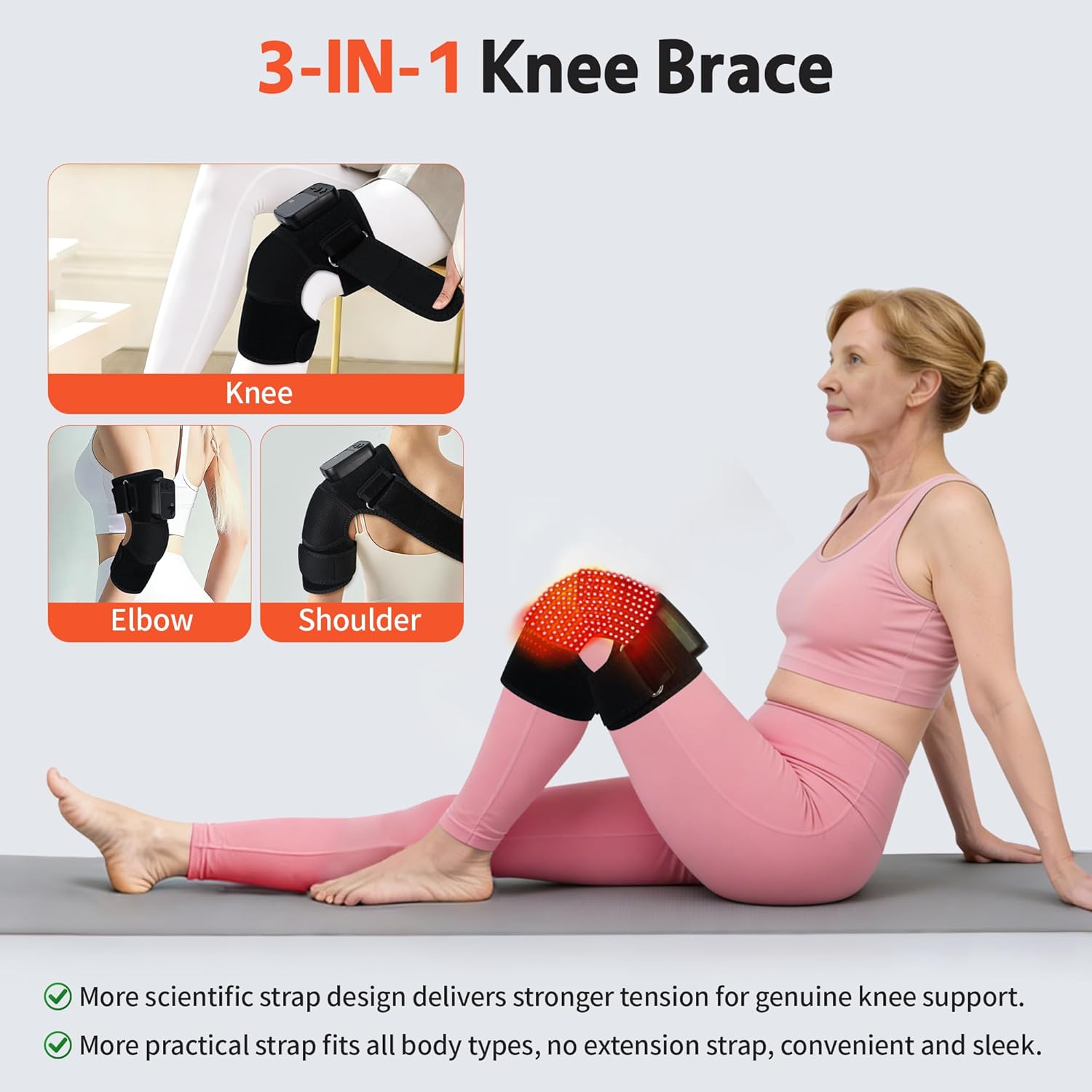 Knee Massager with Heat and Red Light Therapy for Pain Relief: Cordless Heated Knee Brace V6.0[2025 Upgraded] - Infrared, Heat and Vibration Massage